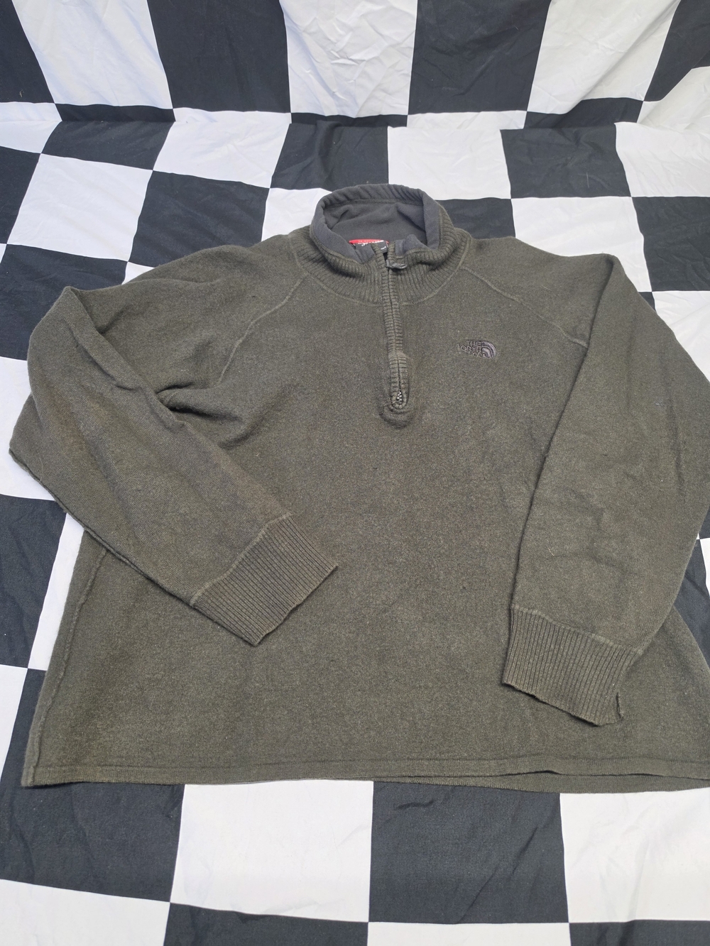 The North Face Men's Olive Green Half-Zip Fleece Pullover